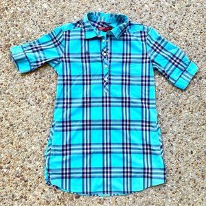 Easter Mountain Sports Blue Plaid Pearl Snap Shirt Pocket Dress Size S